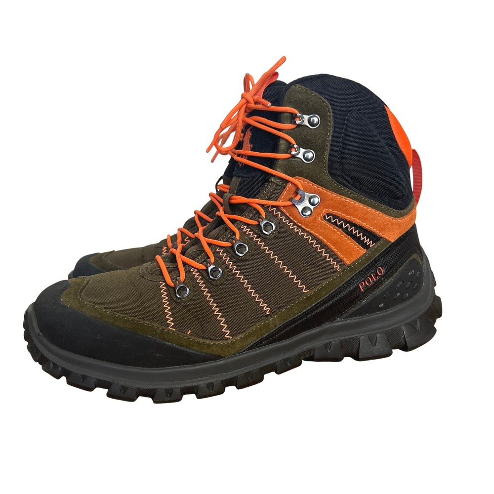 Polo Ralph Lauren Men Mountain Trail Hillingdon Hiking Boots Olive Orange Black